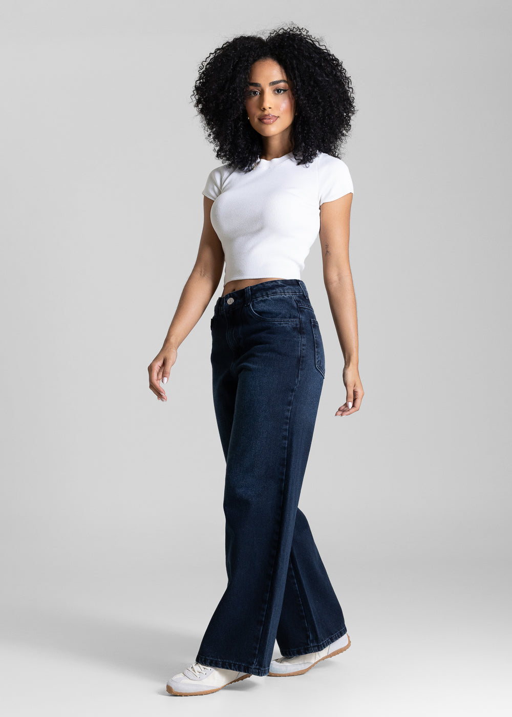 Calça Jeans Sawary Wide Leg Petit - 283965 PRETO