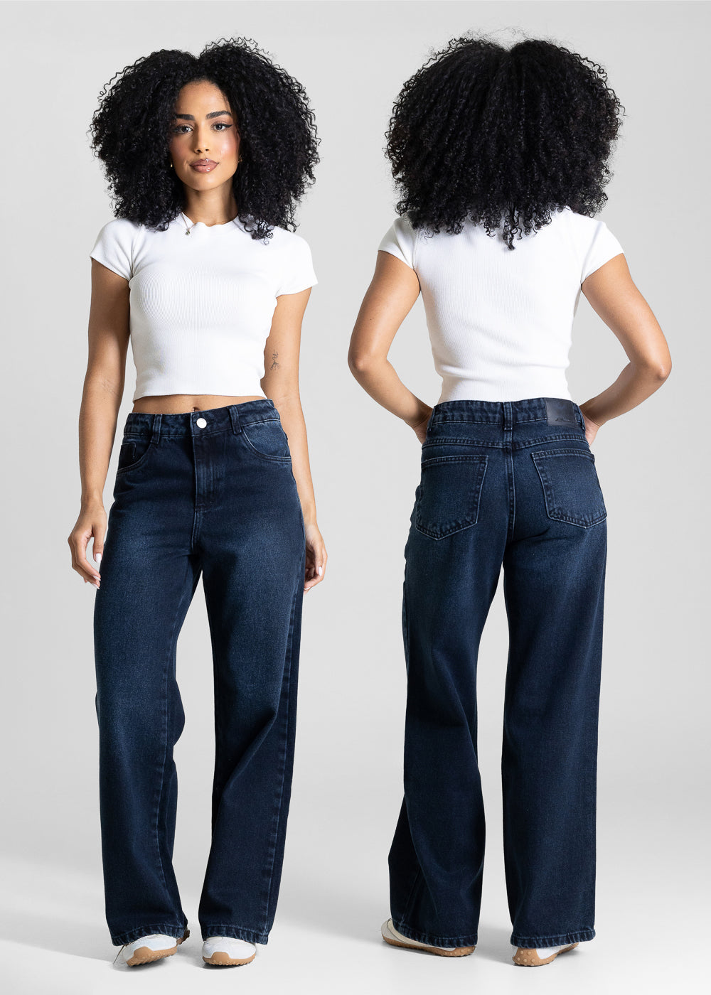 Calça Jeans Sawary Wide Leg Petit - 283965 PRETO