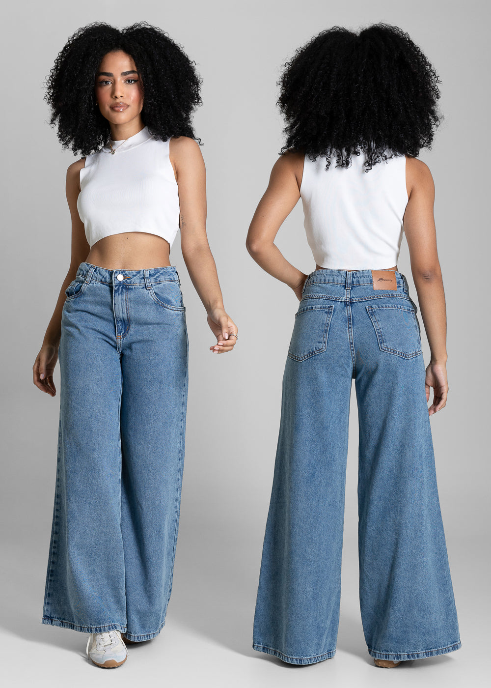 Calça Jeans Sawary Super Wide Leg Petit - 283970 AZUL