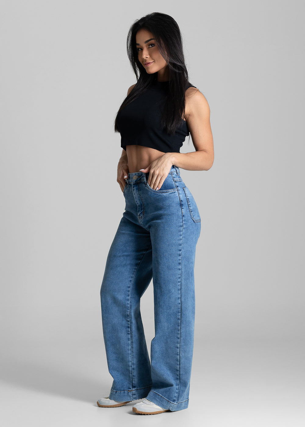 Calça Jeans Sawary Wide Leg Petit - 283988 AZUL