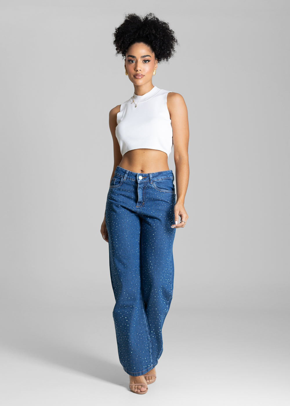 Calça Jeans Sawary Reta Brilho - 284000 AZUL