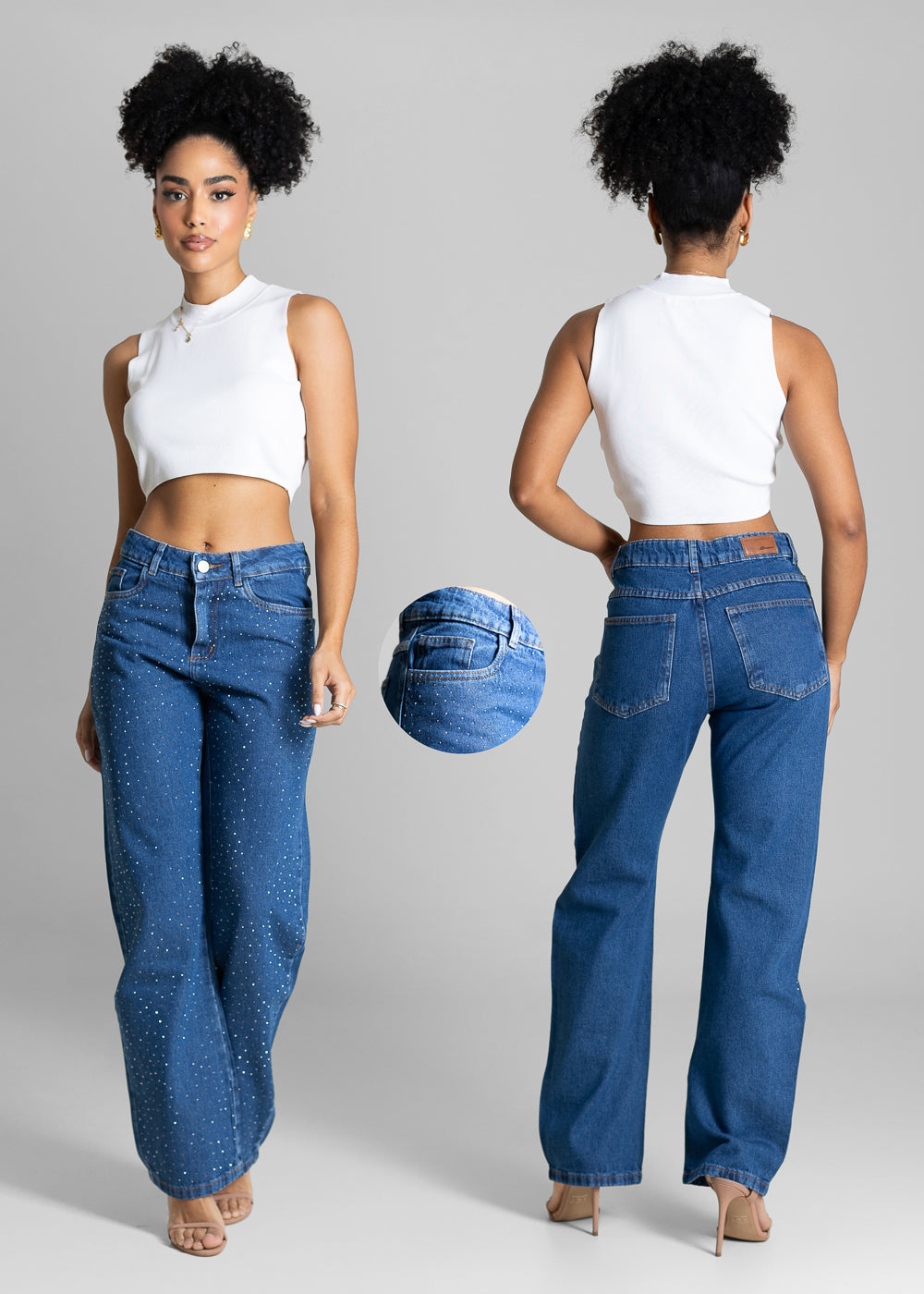 Calça Jeans Sawary Reta Brilho - 284000 AZUL