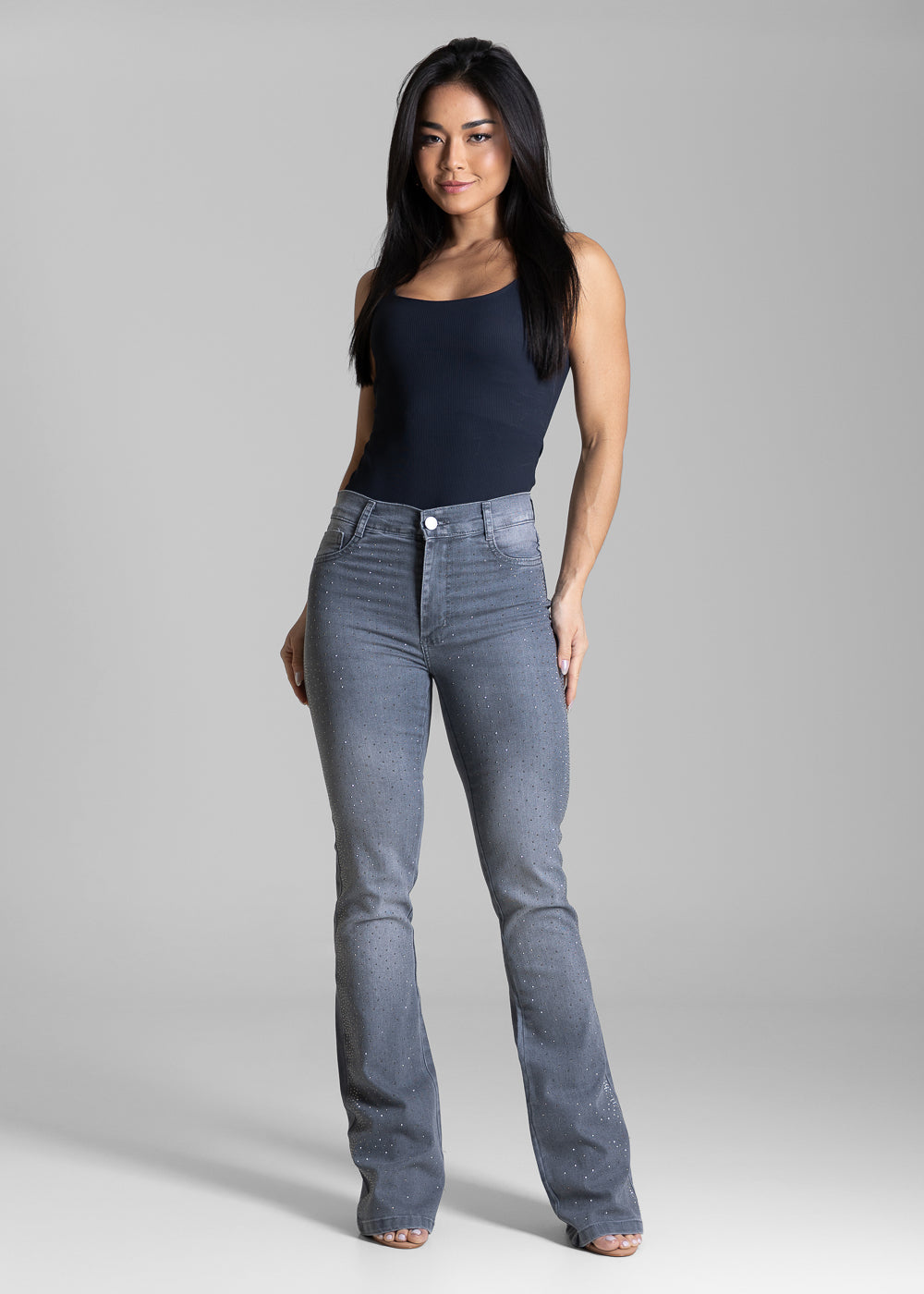 Calça jeans Sawary Boot Cut Brilho - 284001 CINZA