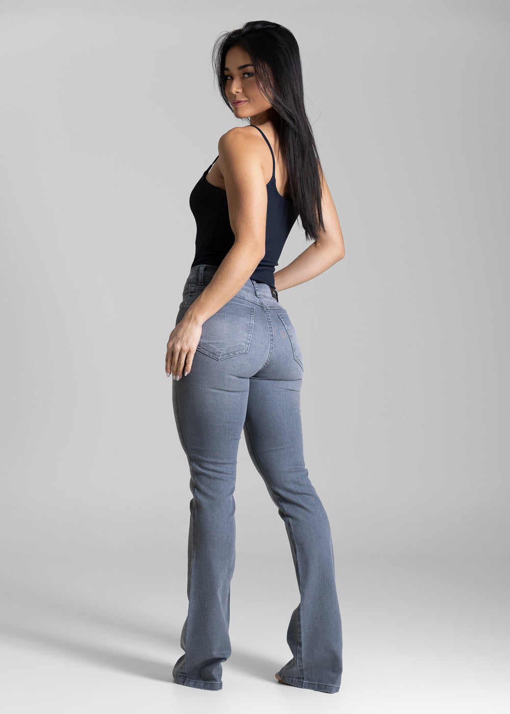 Calça jeans Sawary Boot Cut Brilho - 284001 CINZA