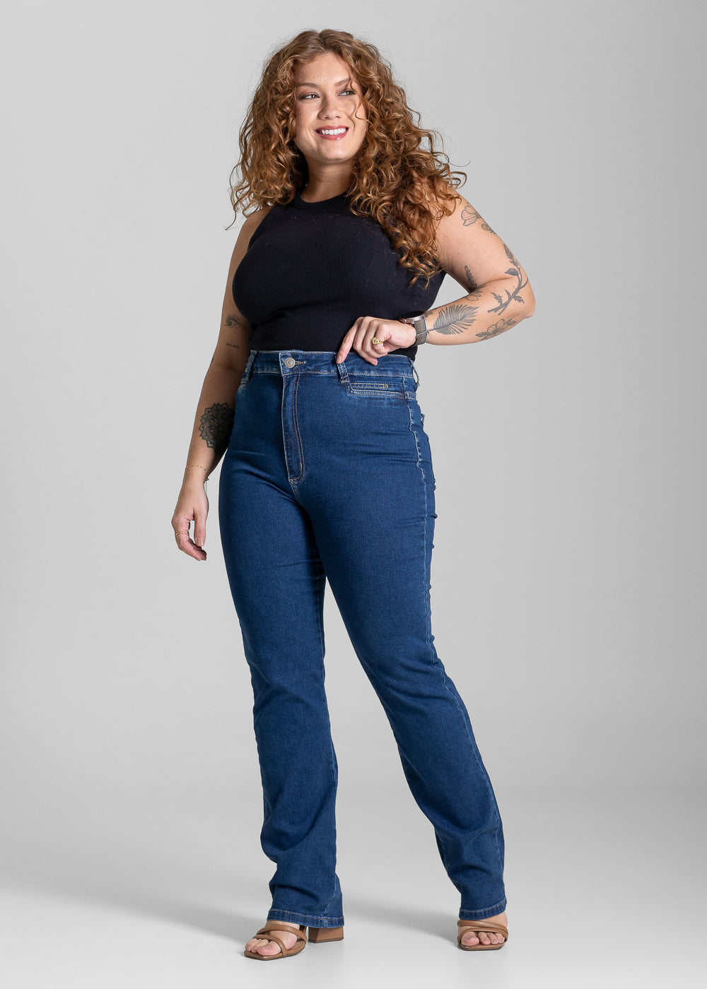 Calça Jeans Sawary Plus Size Reta - 284019 AZUL