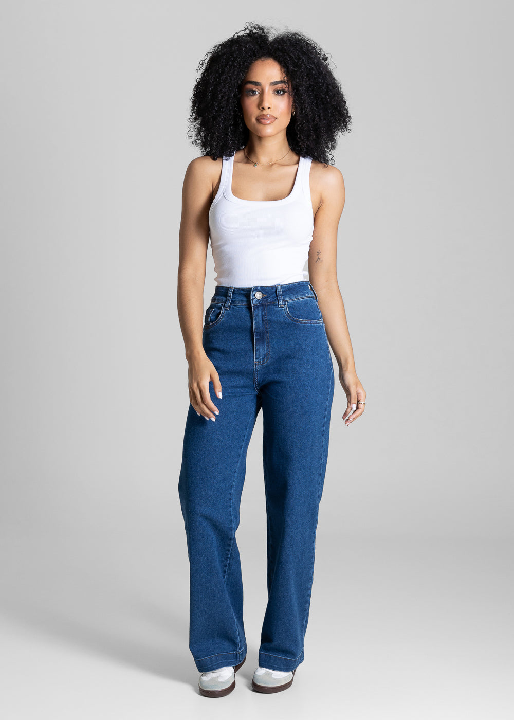 Calça Jeans Sawary Wide Leg Petit - 284023 AZUL