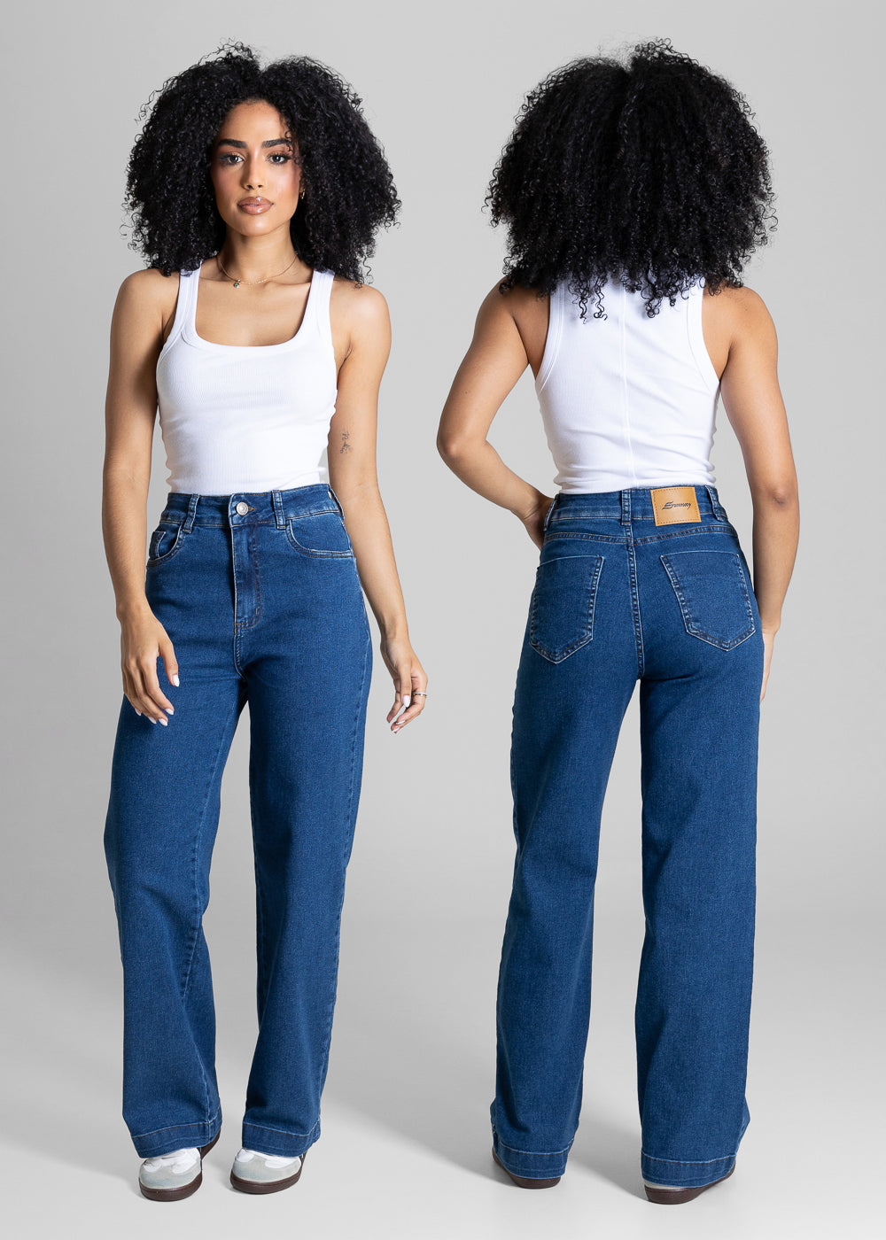 Calça Jeans Sawary Wide Leg Petit - 284023 AZUL