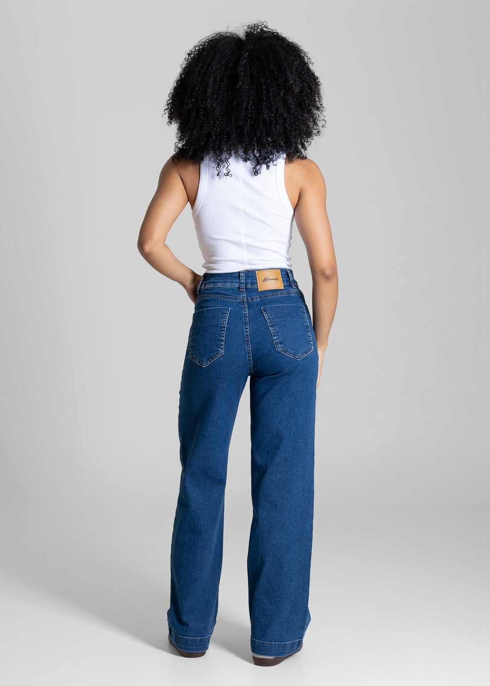 Calça Jeans Sawary Wide Leg Petit - 284023 AZUL