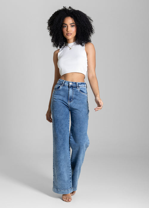 'Calça Jeans Sawary Wide Leg Petit - 284029 AZUL