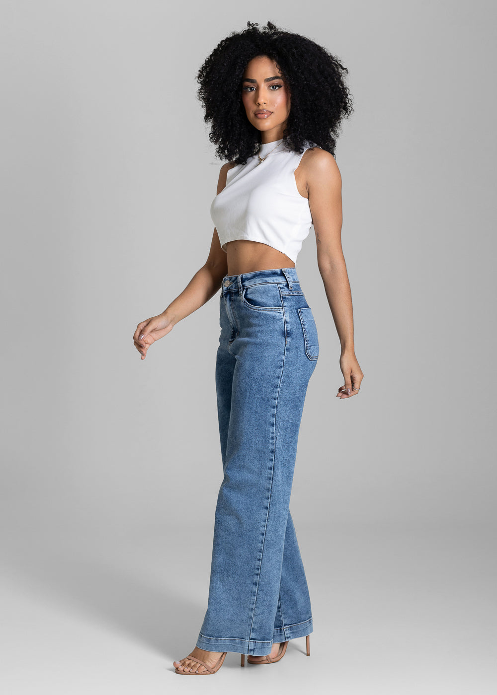 'Calça Jeans Sawary Wide Leg Petit - 284029 AZUL