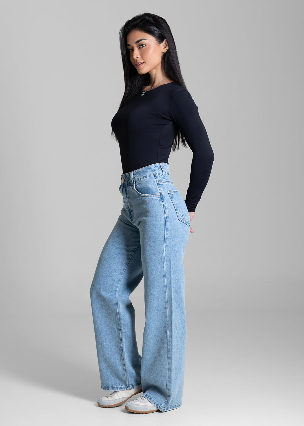 Calça Jeans Sawary Wide Leg Petit - 284039 AZUL