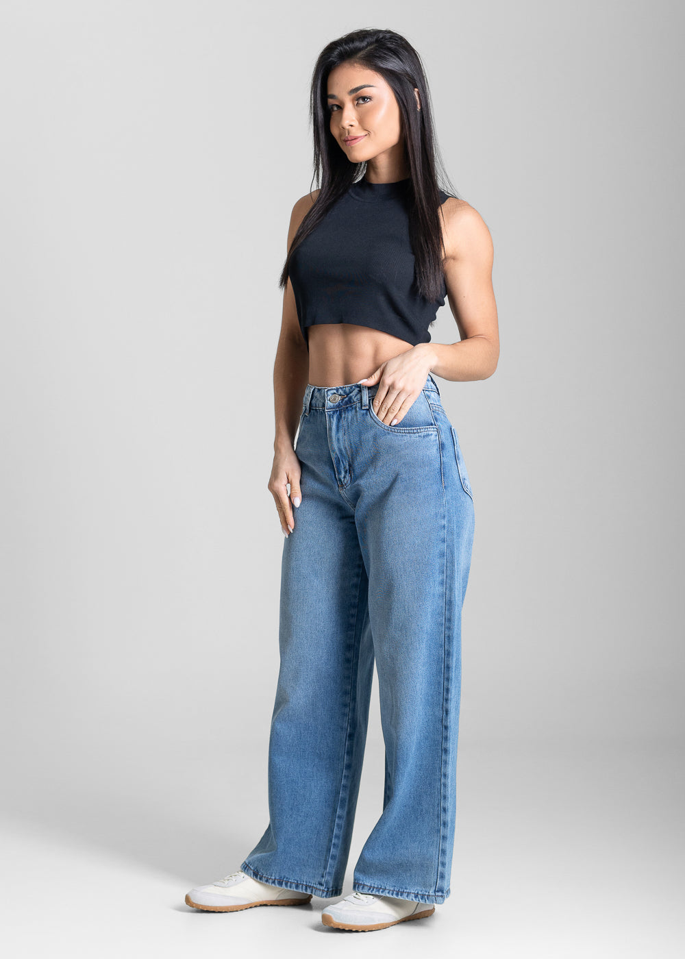Calça Jeans Sawary Wide Leg Petit - 284051 AZUL