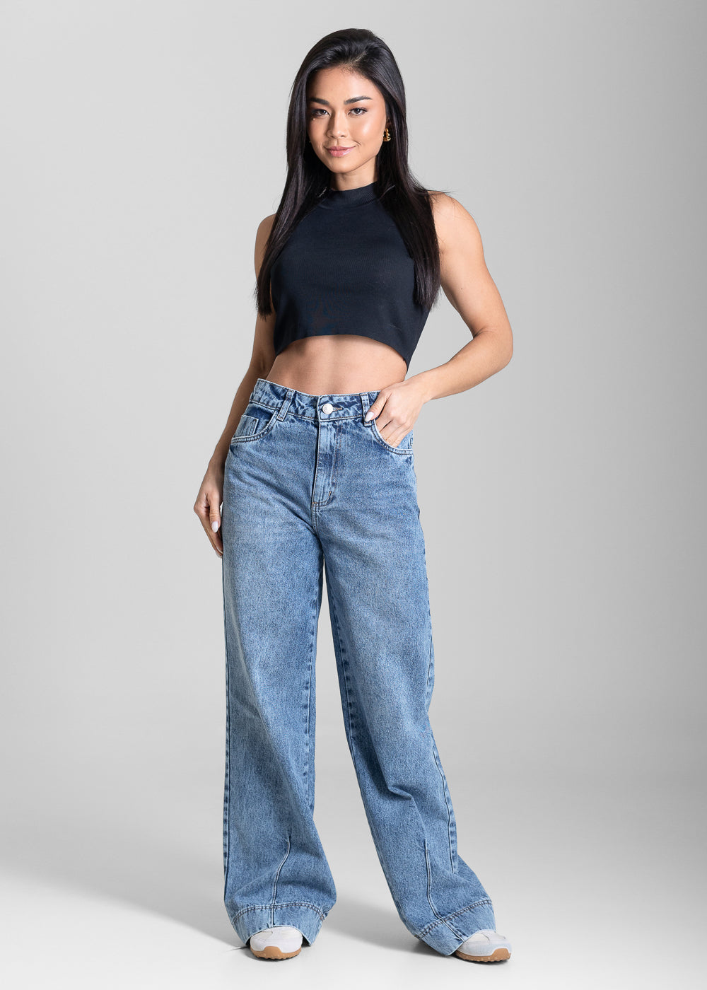 Calça Jeans Sawary Wide Leg Petit - 284071 AZUL
