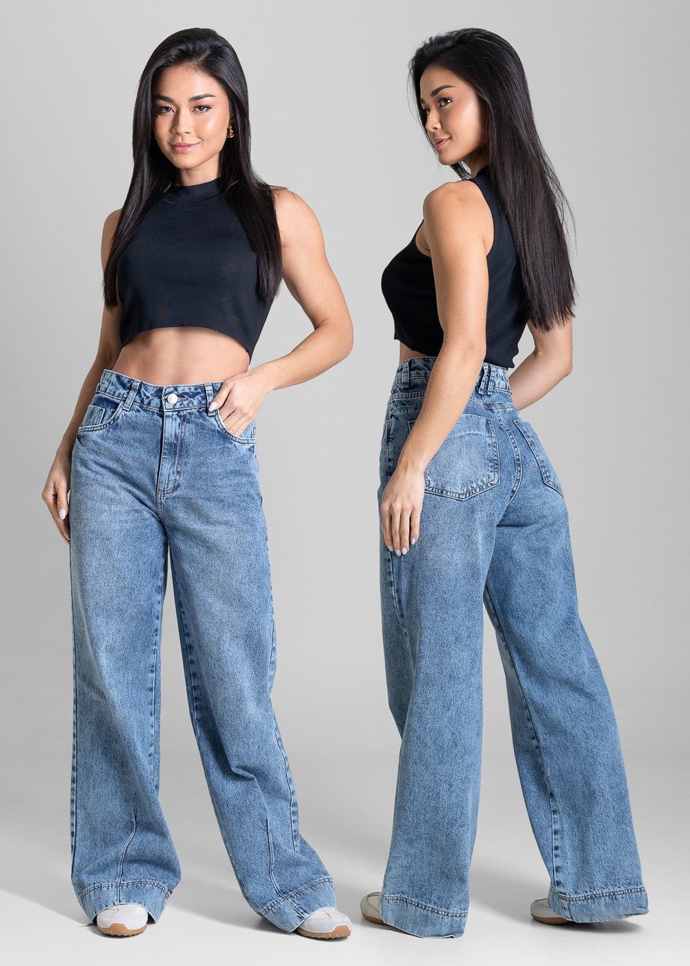 Calça Jeans Sawary Wide Leg Petit - 284071 AZUL