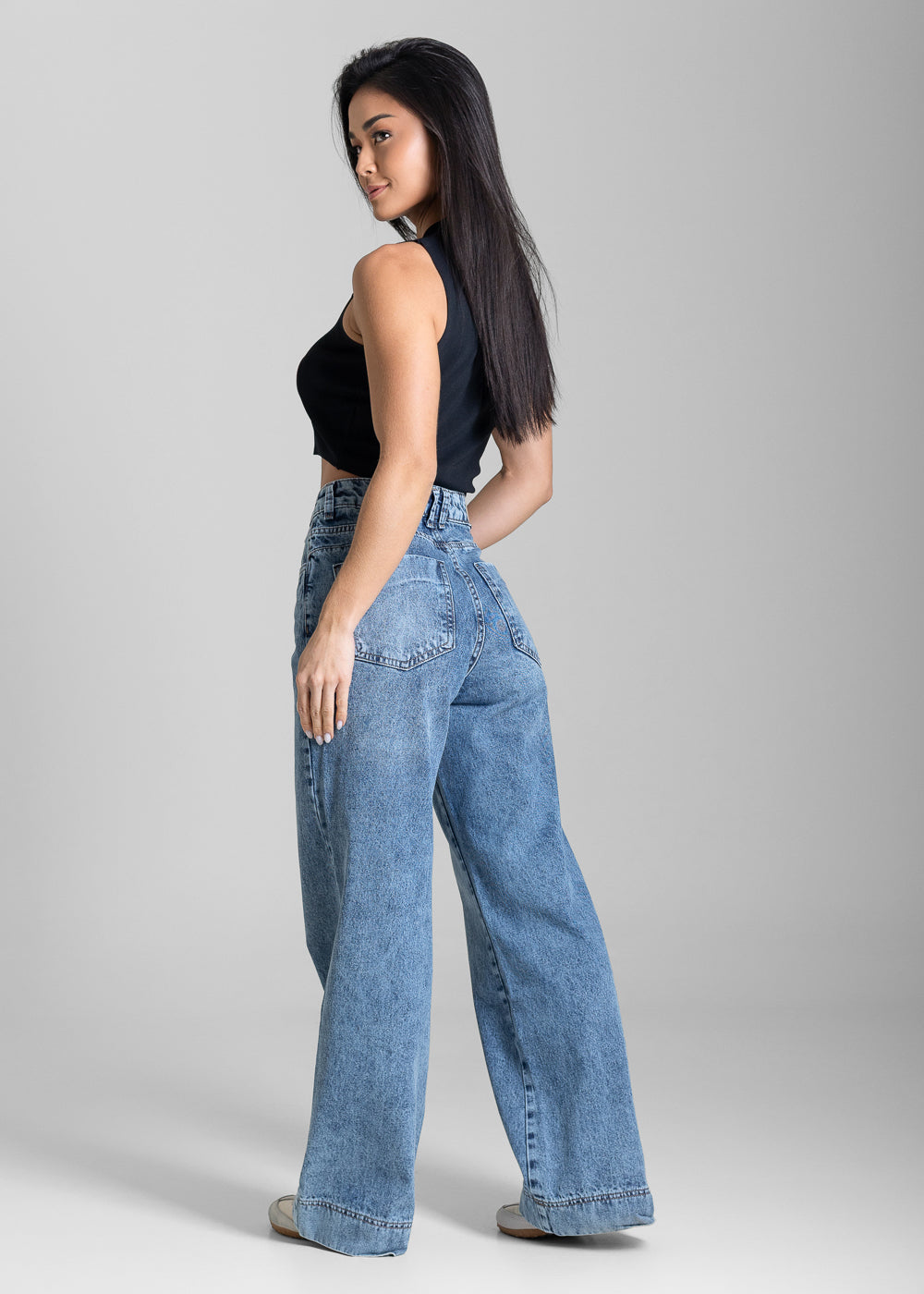 Calça Jeans Sawary Wide Leg Petit - 284071 AZUL