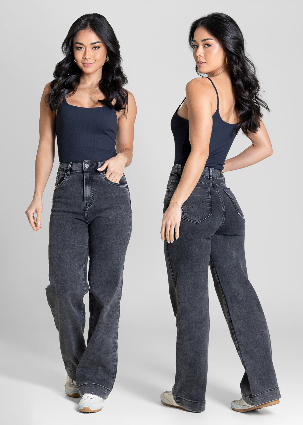 Calça Jeans Sawary Wide Leg Petit - 284079 PRETO