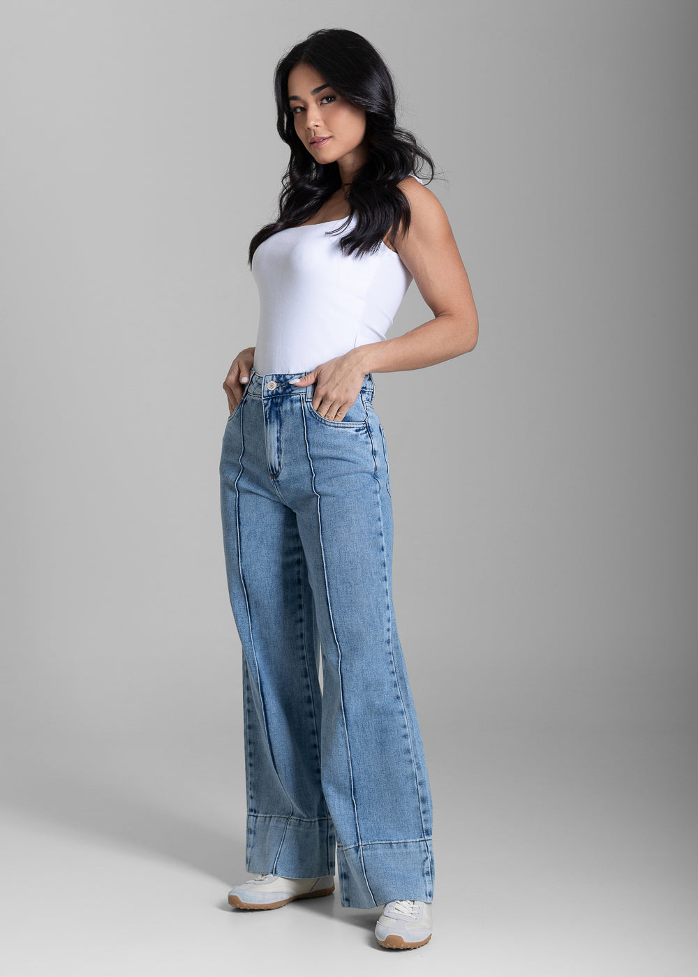 Calça Jeans Sawary Wide Leg Petit - 284086 AZUL