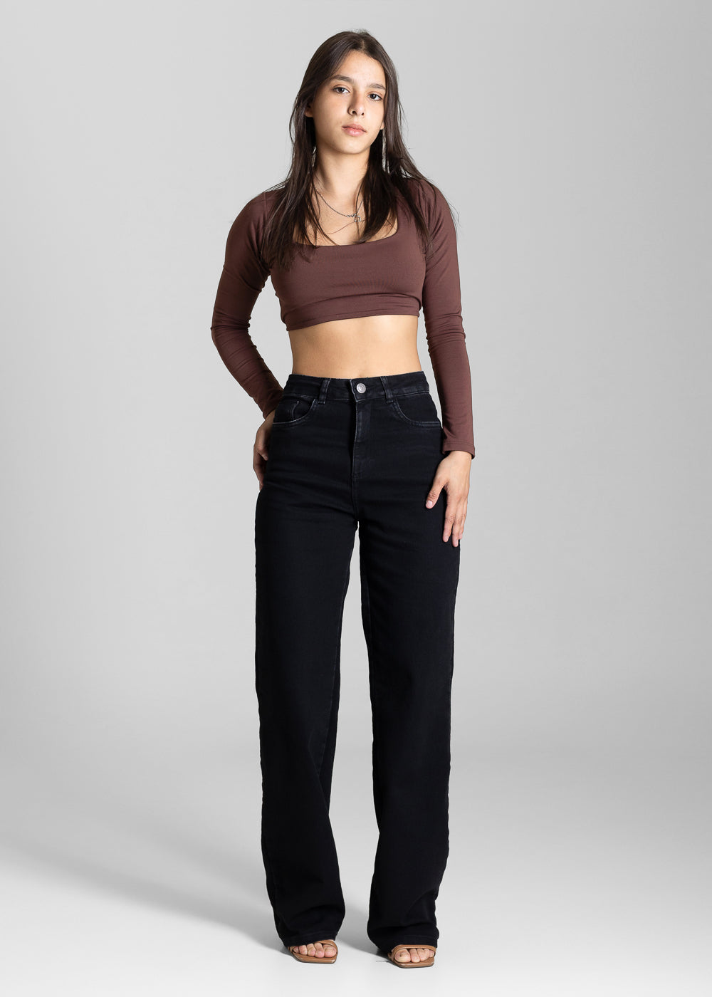 Calça Jeans Sawary Wide Leg - 284159 PRETO