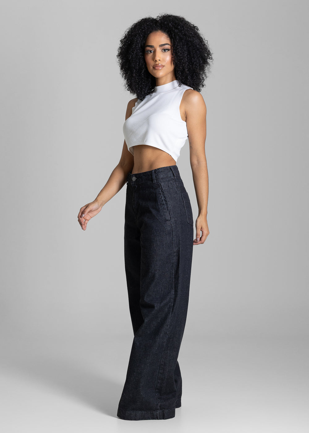 Calça Jeans Sawary Wide Leg - 284166 PRETO