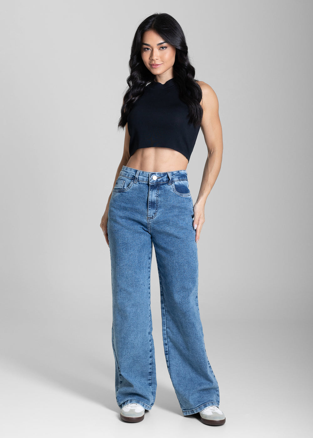 Calça Jeans Sawary Wide Leg Petit - 284178 AZUL