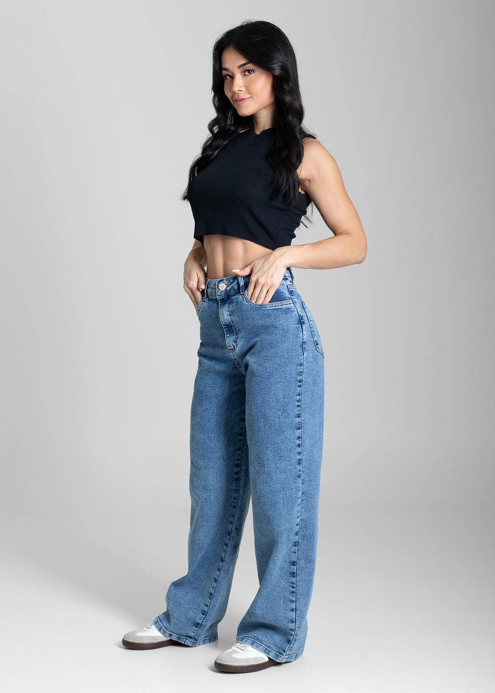Calça Jeans Sawary Wide Leg Petit - 284178 AZUL