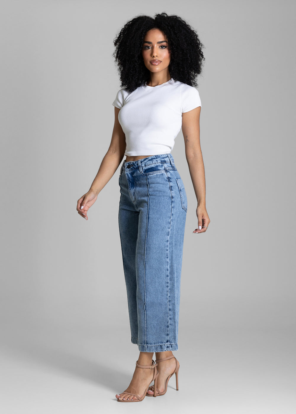Calça Jeans Sawary Wide Leg Cropped - 284223 AZUL
