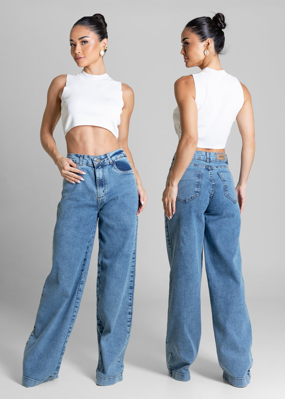 Calça Jeans Sawary Wide Leg - 284230 BLUE BLACK LEVE