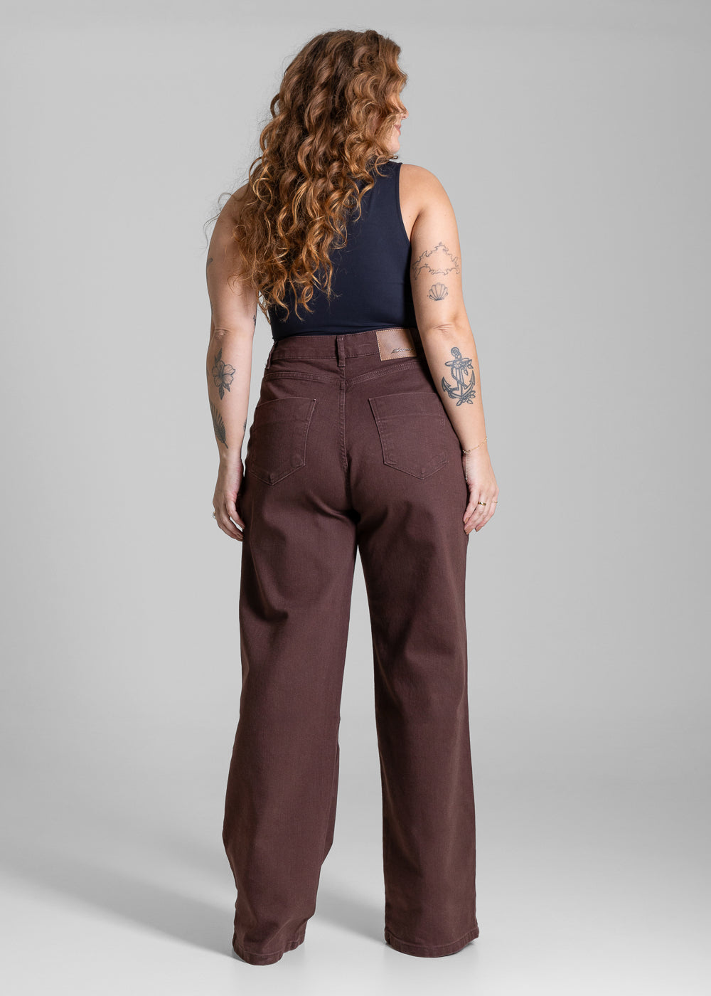 Calça Jeans  Sawary Plus Size Wide Leg - 284236 MARROM