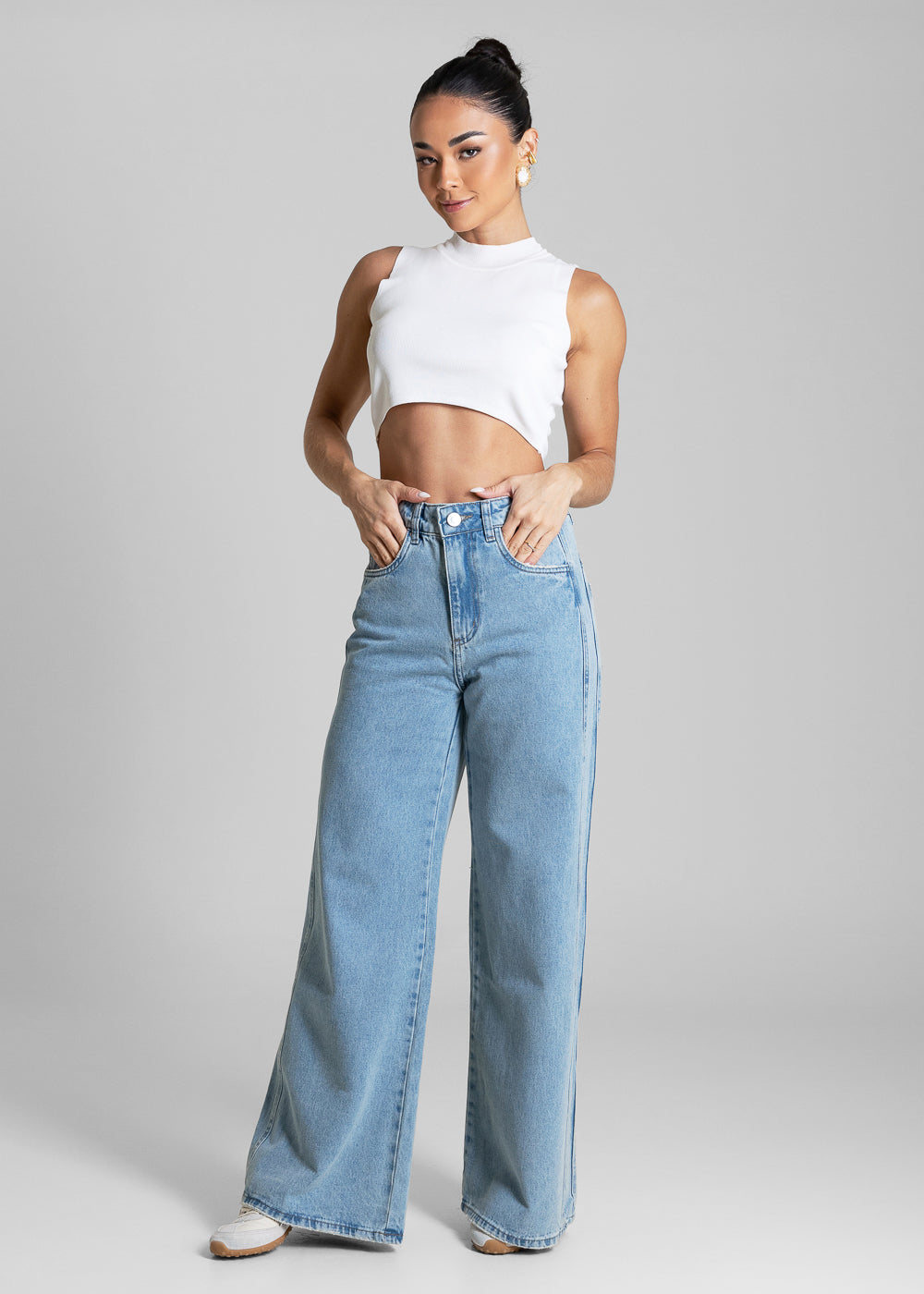 Calça Jeans Sawary Wide Leg Petit - 284258 AZUL