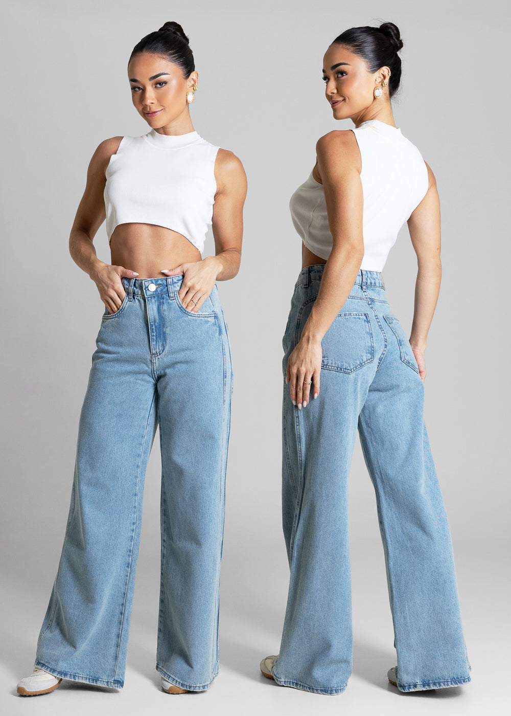 Calça Jeans Sawary Wide Leg Petit - 284258 AZUL