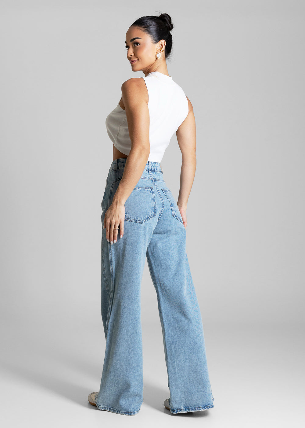 Calça Jeans Sawary Wide Leg Petit - 284258 AZUL