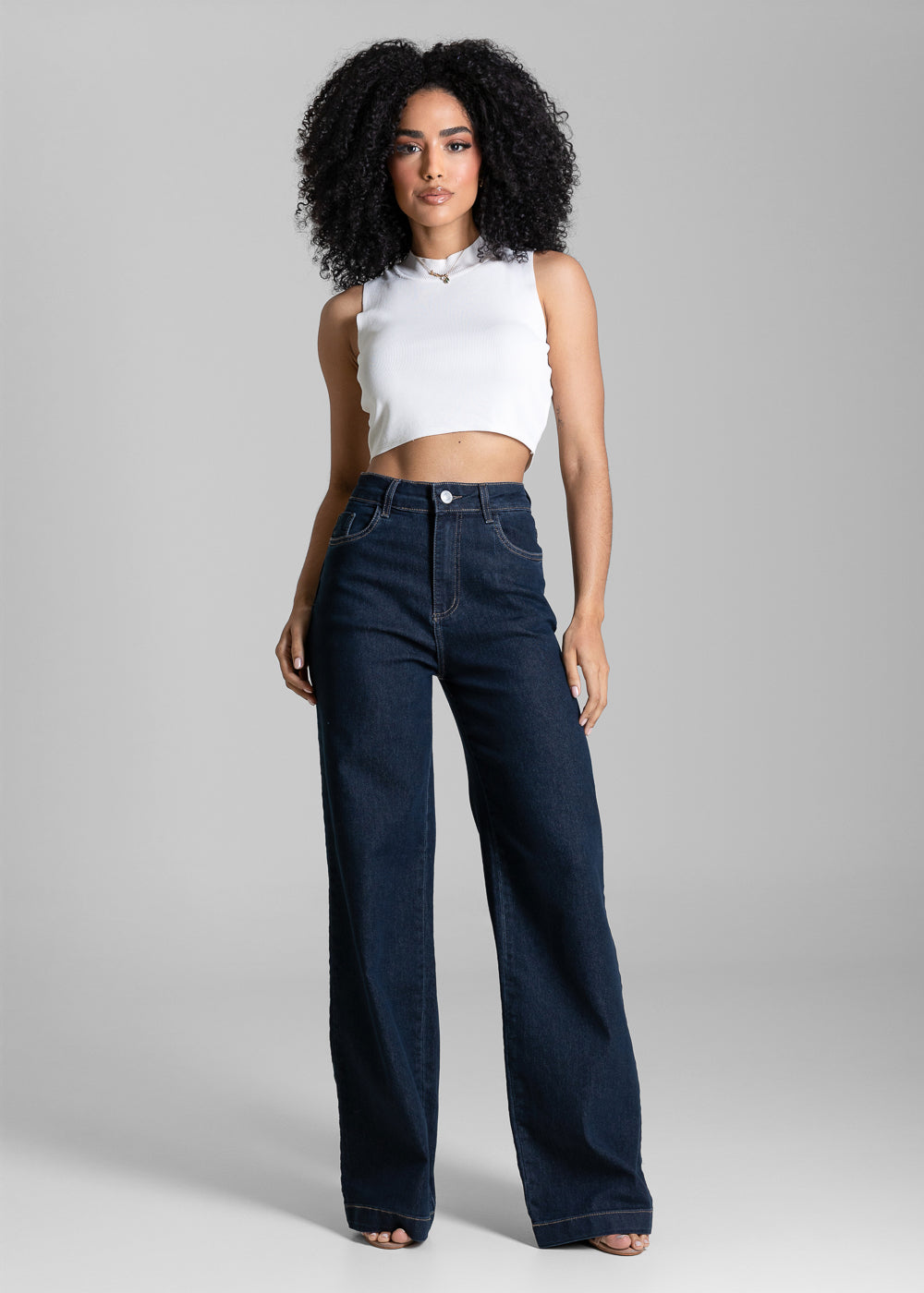 Calça Jeans Sawary Wide Leg - 284264 BLUE BLACK LEVE