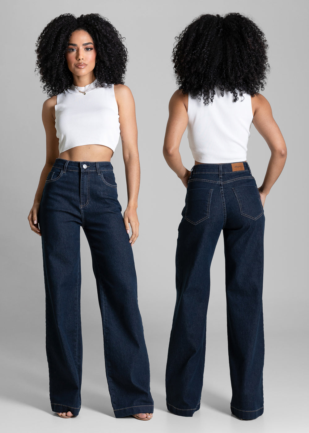 Calça Jeans Sawary Wide Leg - 284264 BLUE BLACK LEVE