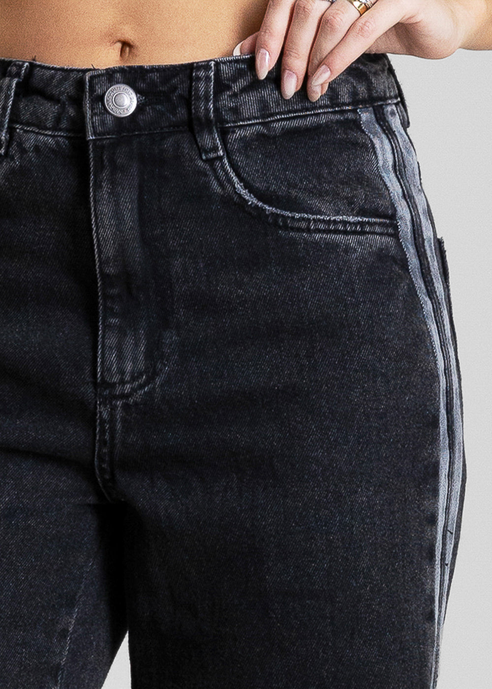 Calça Jeans Sawary Wide Leg Petit Listras - 284268 PRETO