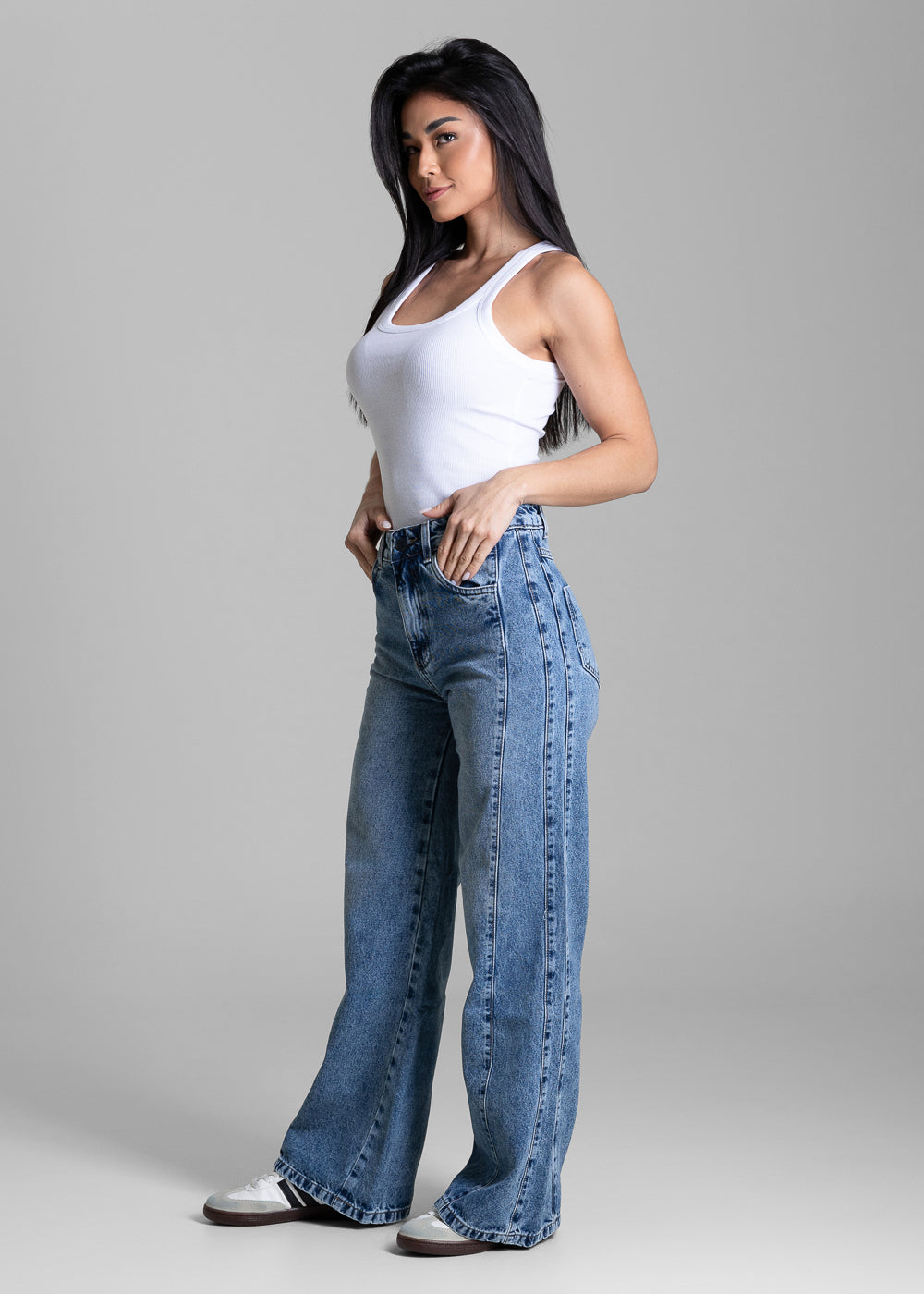 Calça Jeans Sawary Wide Leg Petit - 284308 AZUL