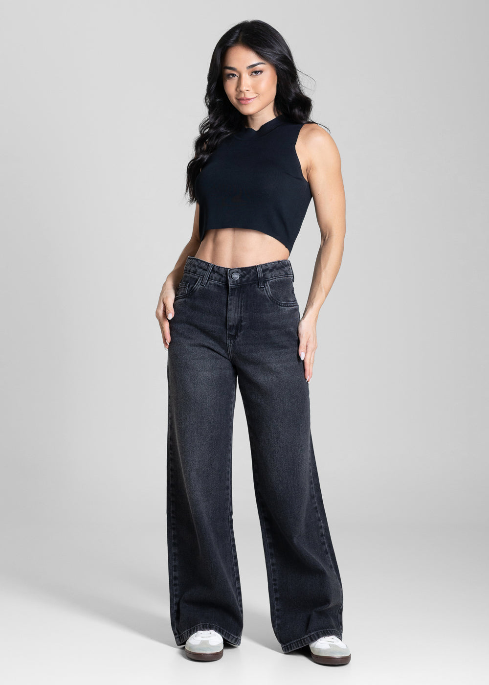 Calça Jeans Sawary Wide Leg Petit - 284320 PRETO