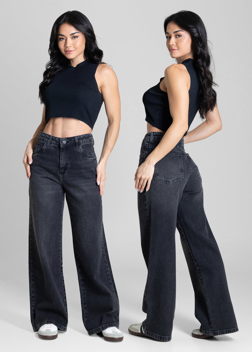 Calça Jeans Sawary Wide Leg Petit - 284320 PRETO