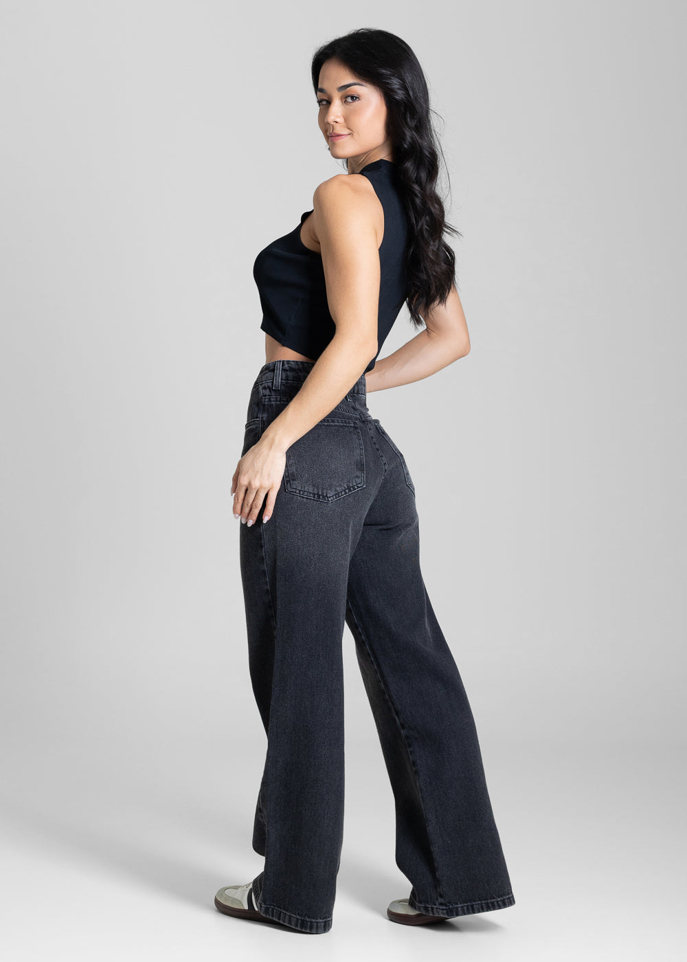 Calça Jeans Sawary Wide Leg Petit - 284320 PRETO