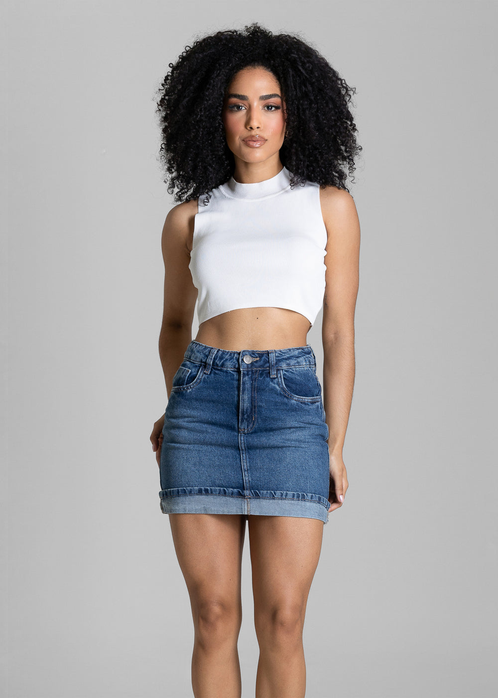 Saia Mini Jeans Sawary - 284333 AZUL