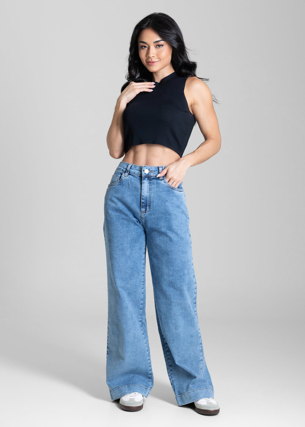 Calça Jeans Sawary Wide Leg Petit - 284339 AZUL