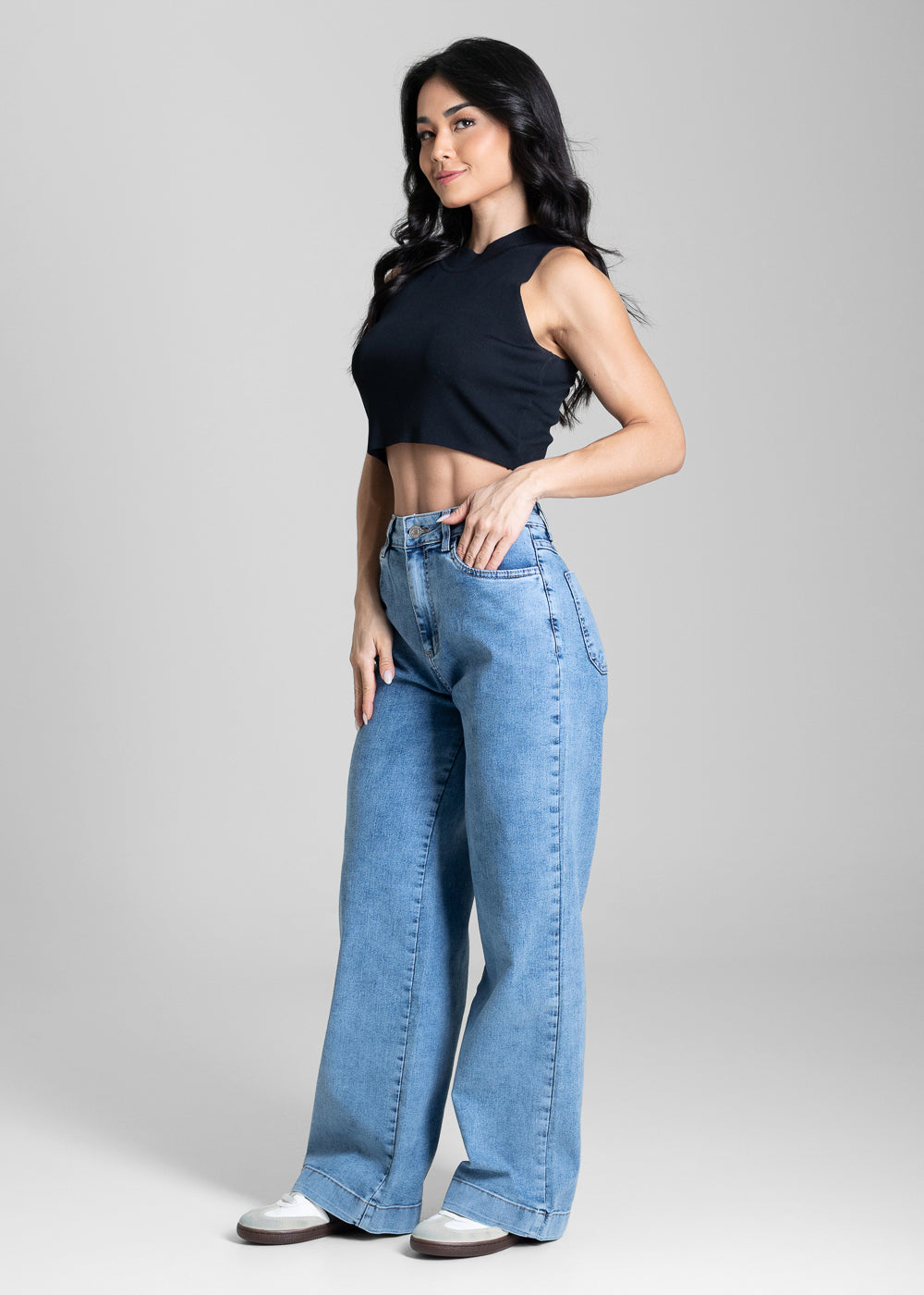 Calça Jeans Sawary Wide Leg Petit - 284339 AZUL