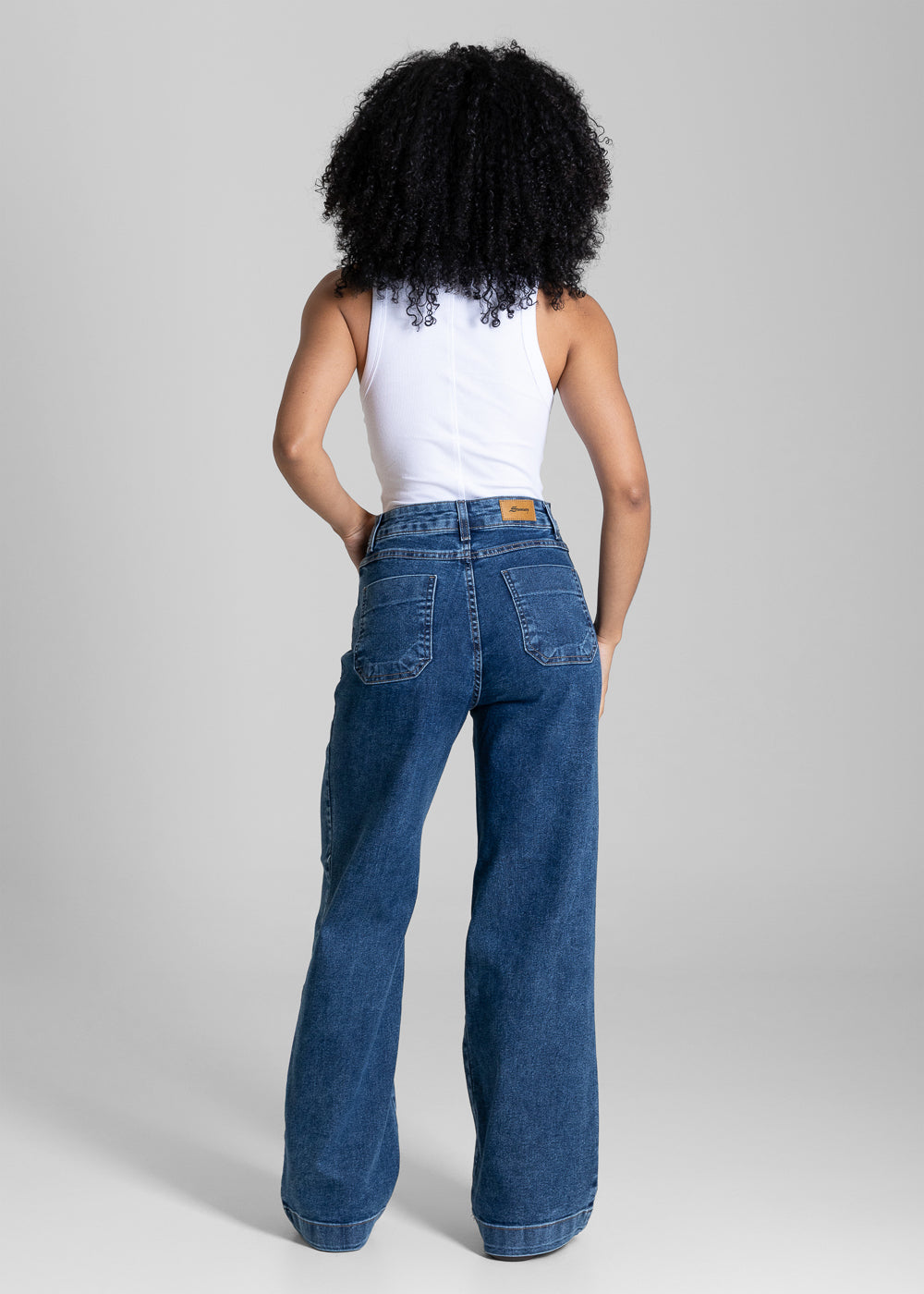 Calça Jeans Sawary Wide Leg Petit - 284340 AZUL