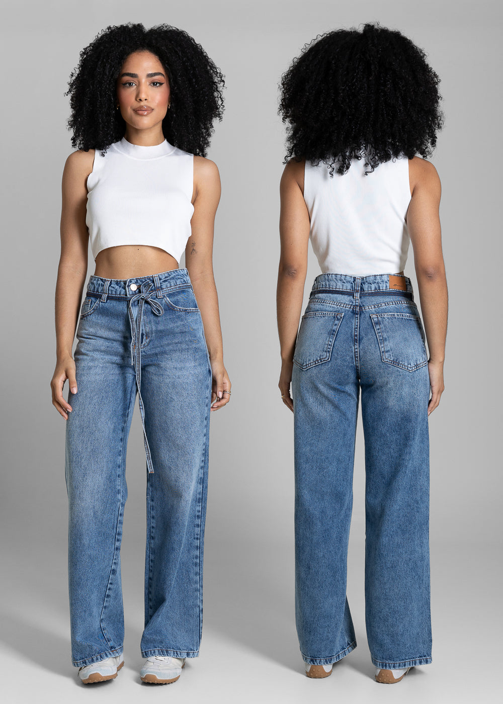 Calça Jeans Sawary Wide Leg Petit Amarração - 284344 AZUL