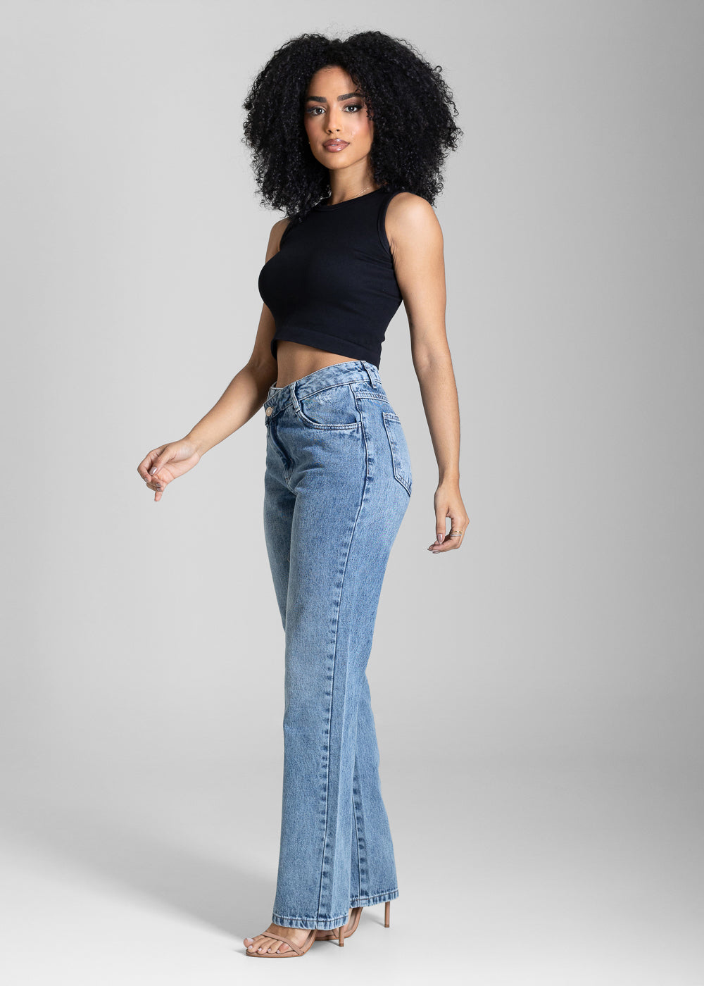 Calça Jeans Sawary Reta Transpassado - 284356 AZUL