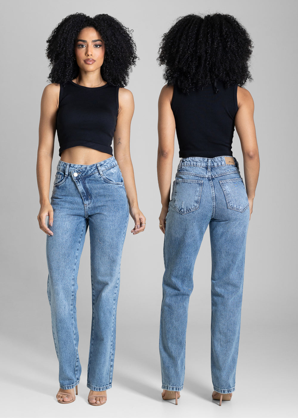 Calça Jeans Sawary Reta Transpassado - 284356 AZUL