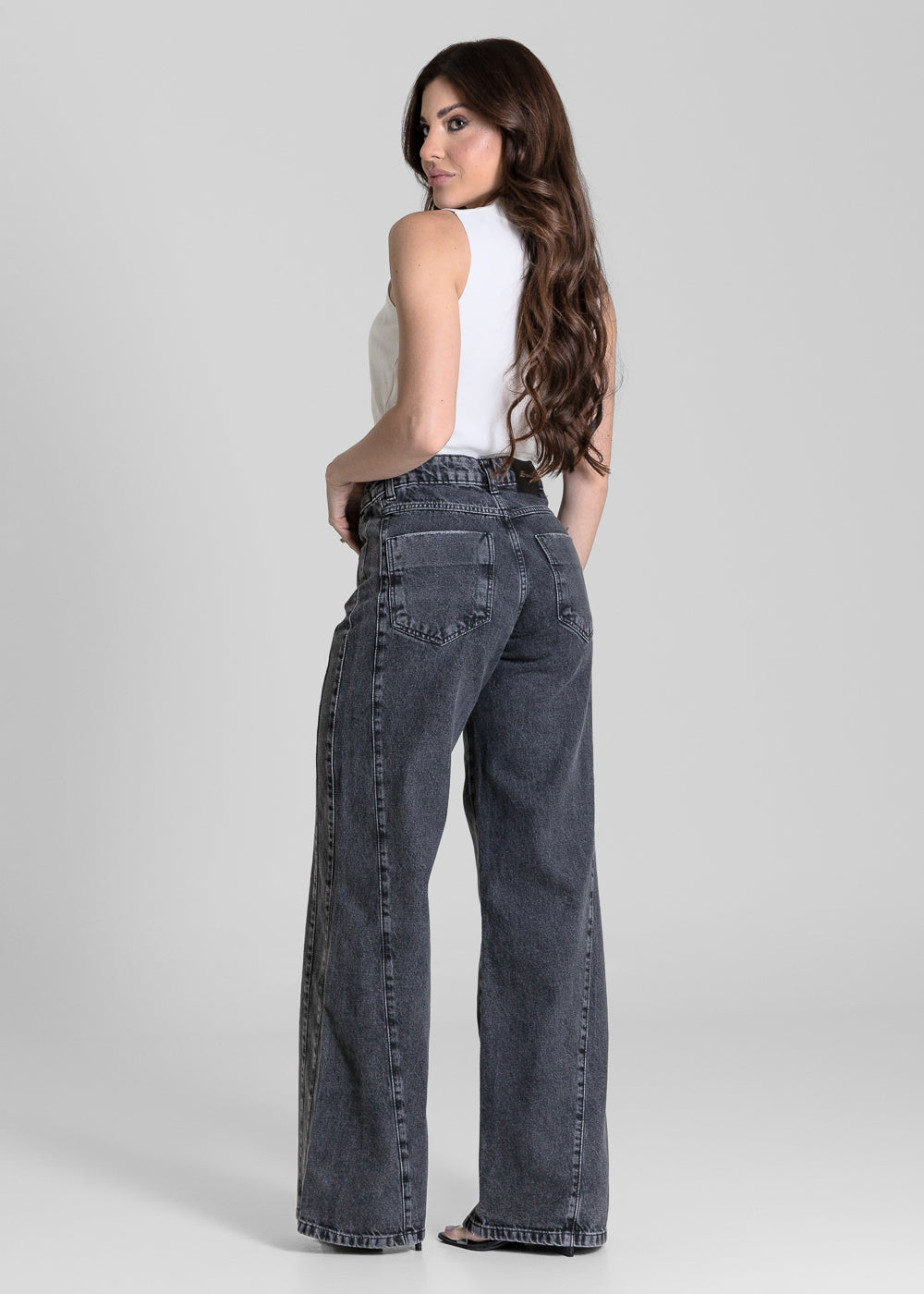 Calça Jeans Sawary Wide Leg - 284360 PRETO