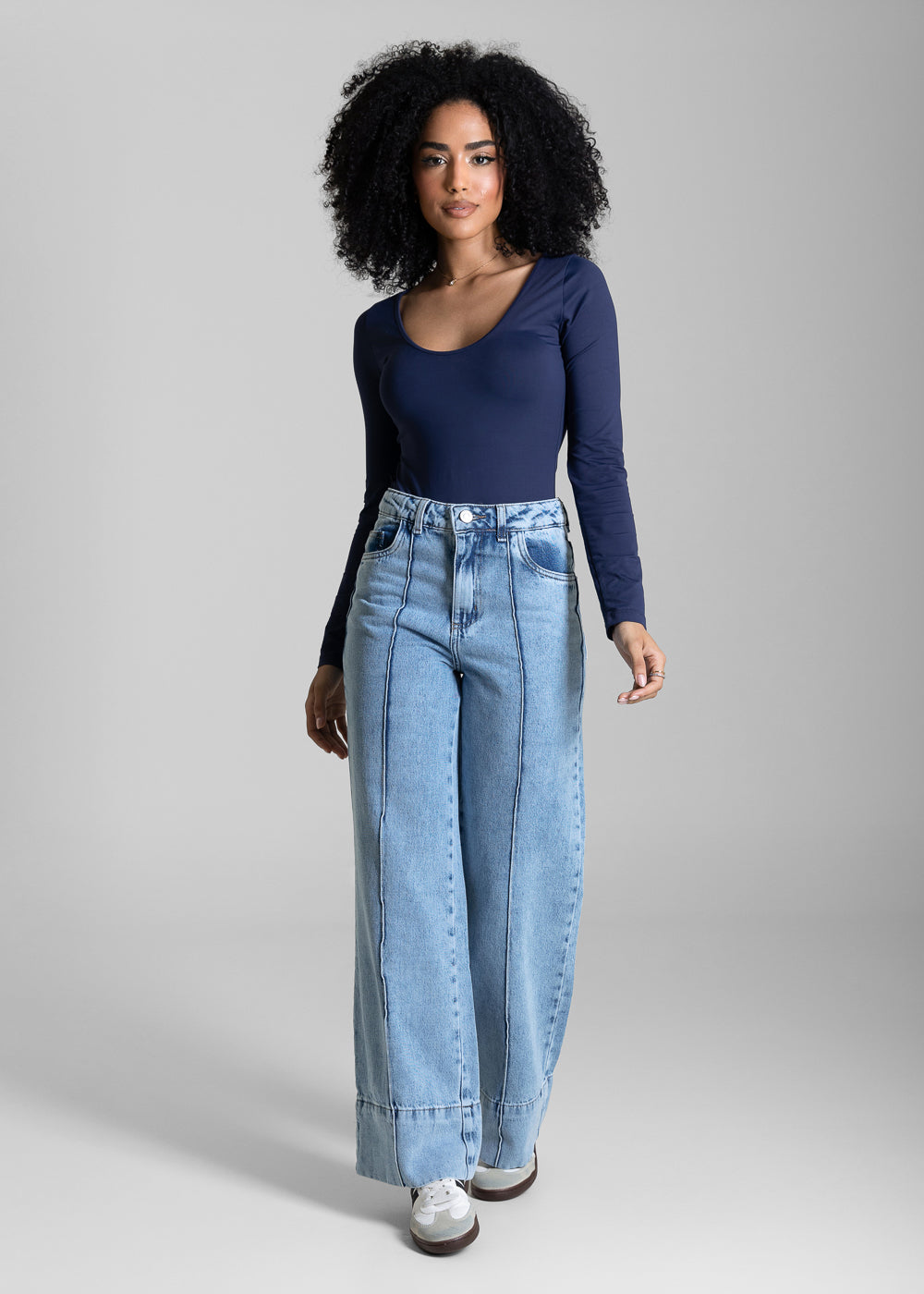 Calça Jeans Sawary Wide Leg Petit - 284364 AZUL