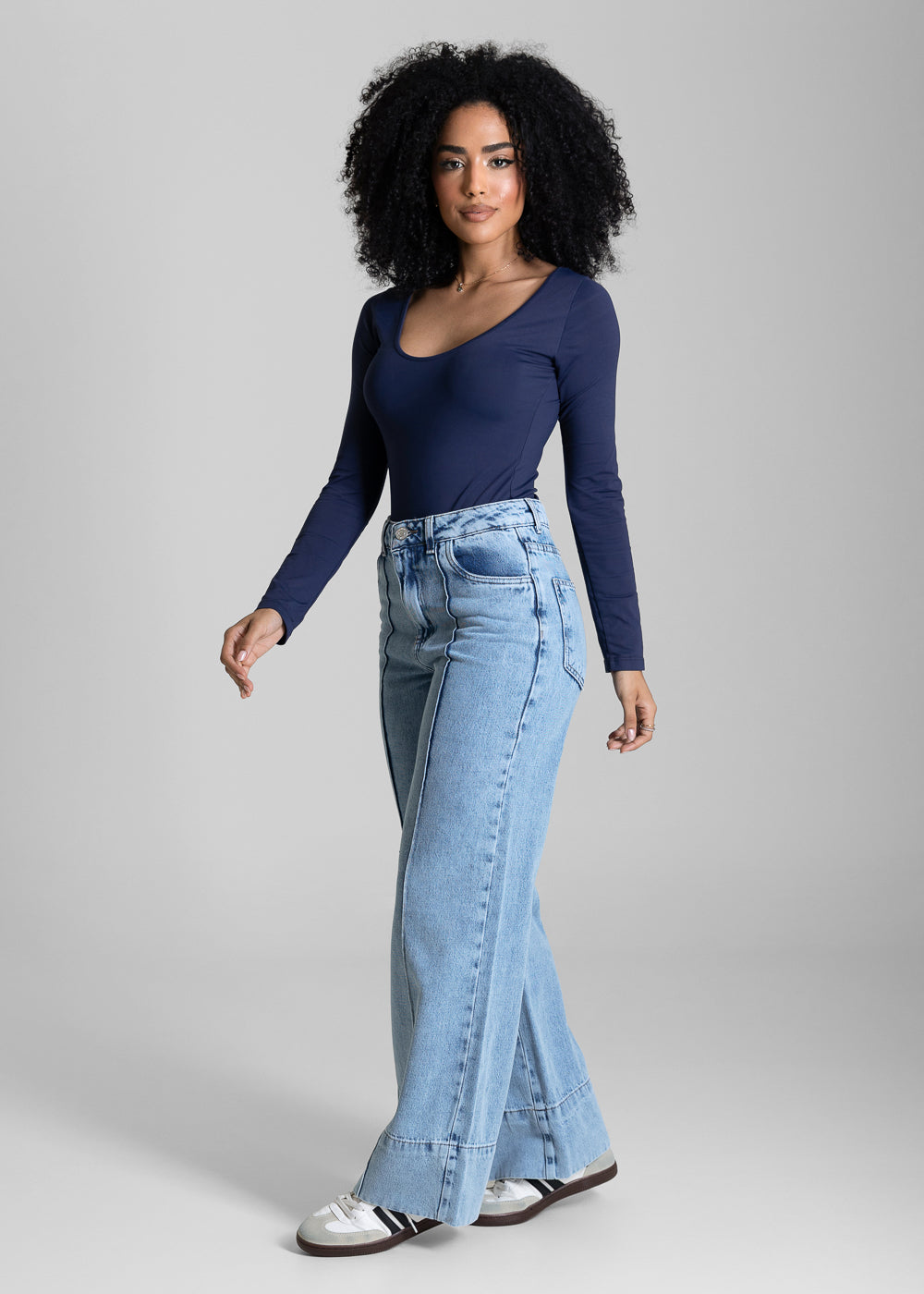 Calça Jeans Sawary Wide Leg Petit - 284364 AZUL