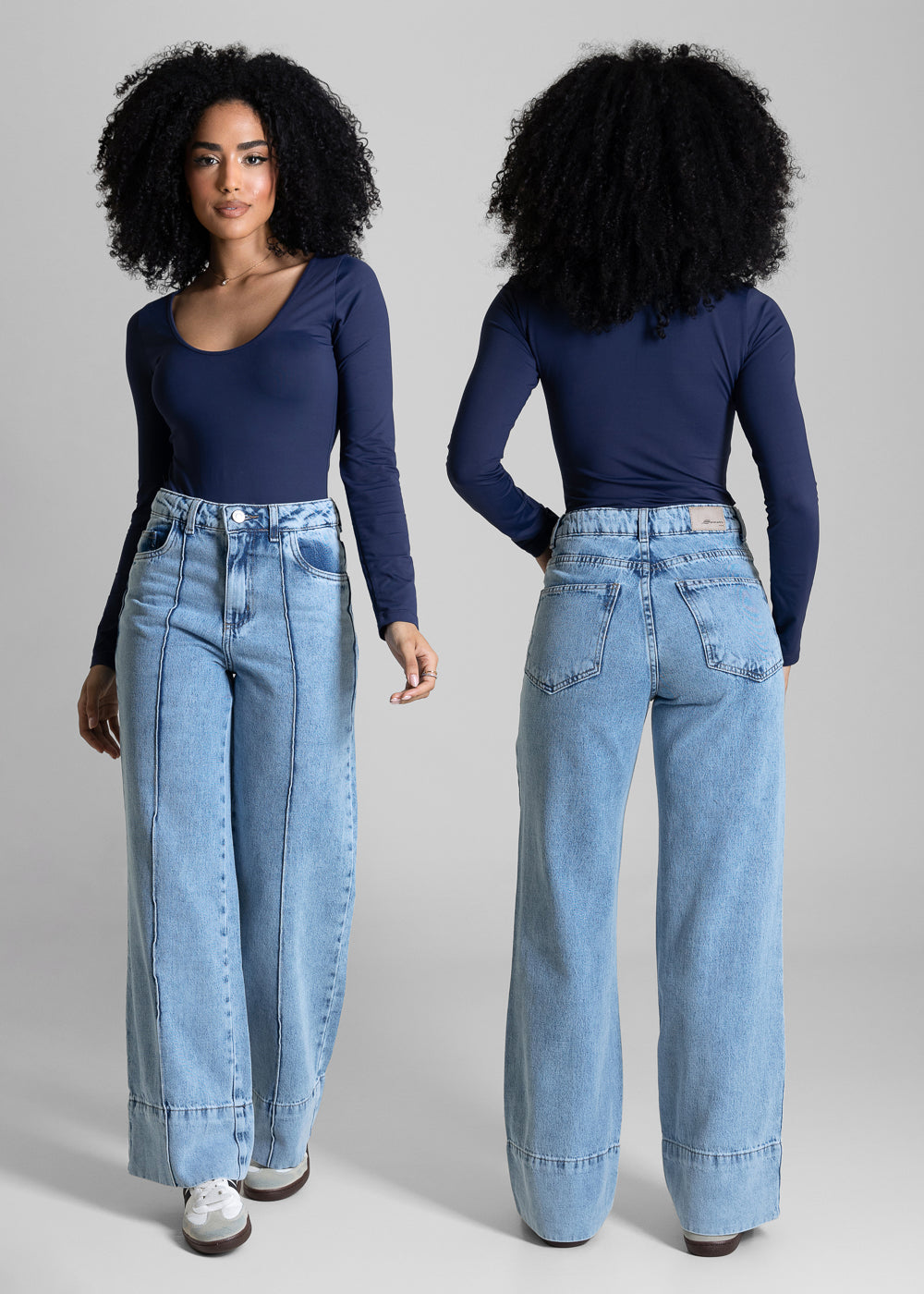Calça Jeans Sawary Wide Leg Petit - 284364 AZUL