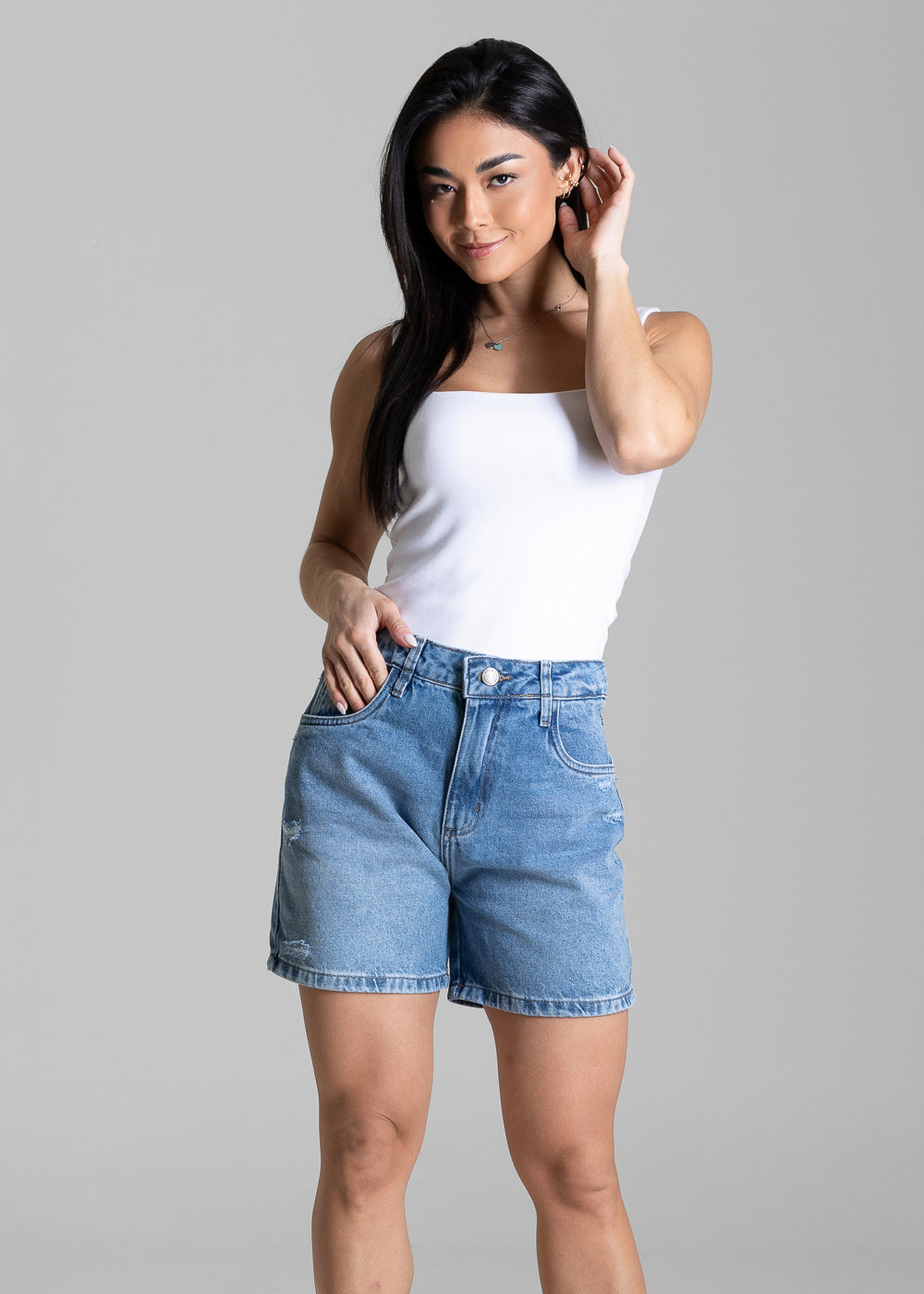 Shorts Jeans Destroyed Sawary - 284368 AZUL